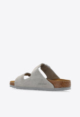 Birkenstock Arizona Two-Strap Suede Slides Gray 1027687 0-STONE COIN