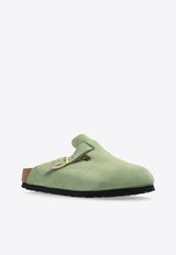 Birkenstock Boston Suede Buckled Clogs Green 1027934 0-GREEN TEA