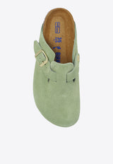 Birkenstock Boston Suede Buckled Clogs Green 1027934 0-GREEN TEA