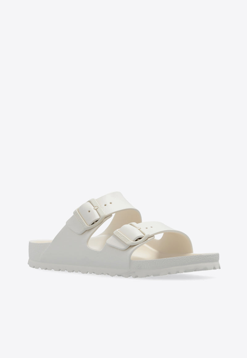 Birkenstock Arizona Essentials Two-Strap Slides White 1027384 0-EGGSHELL