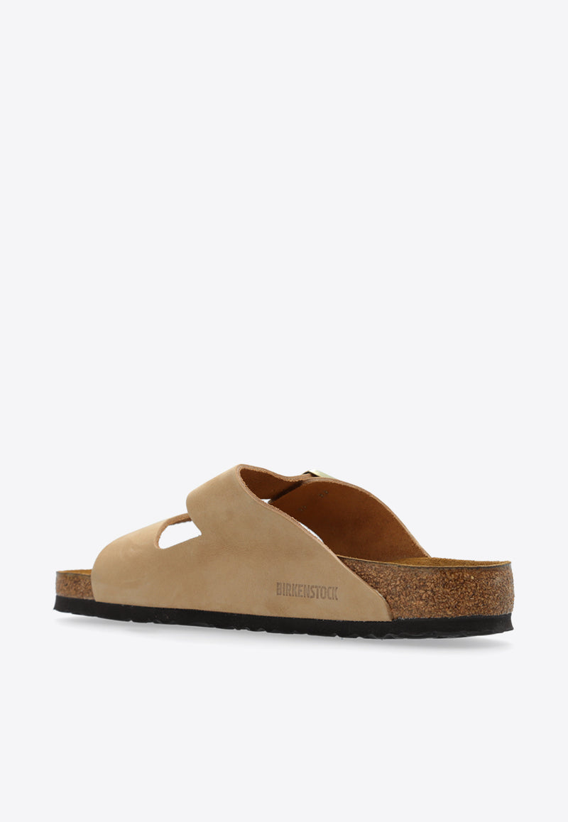 Birkenstock Arizona Two-Strap Leather Slides Beige 1019013 0-SANDCASTLE