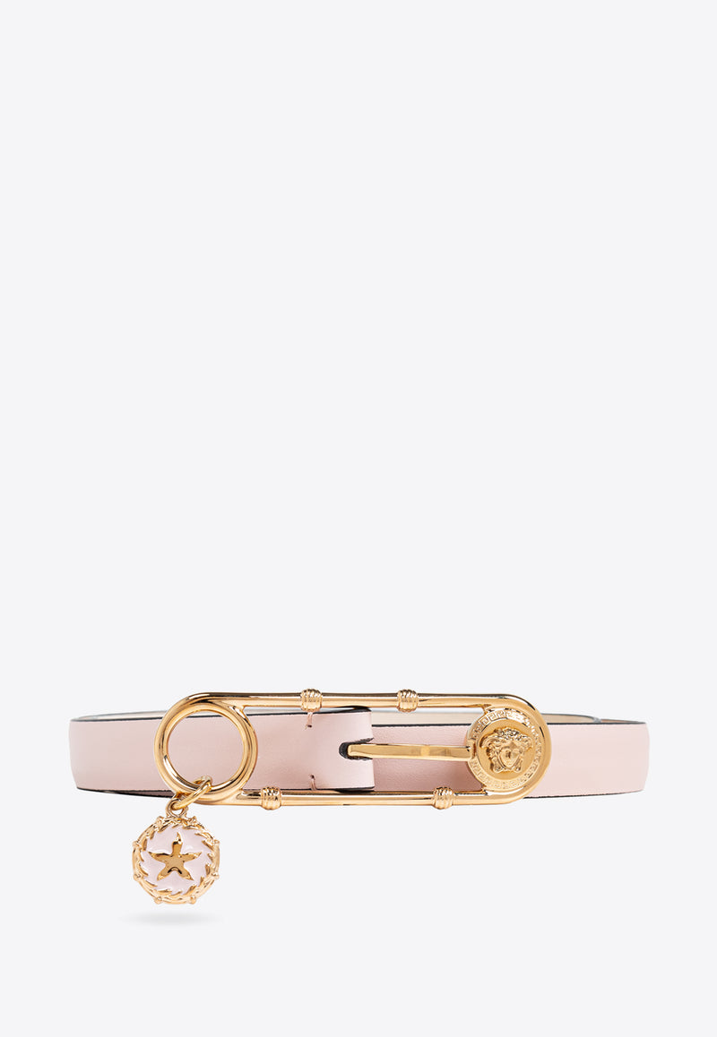 Versace Safety Pin Buckle Leather Belt Pink 1004792 1A11596-1PT2V