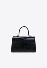 Versace Small Medusa 95 Top Handle Bag in Croc-Embossed Leather Black 1013824 1A08724-1B00V