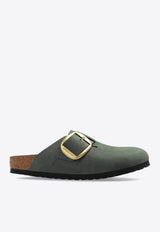 Birkenstock Boston Big Buckle Leather Clogs Green 1028033 0-THYME