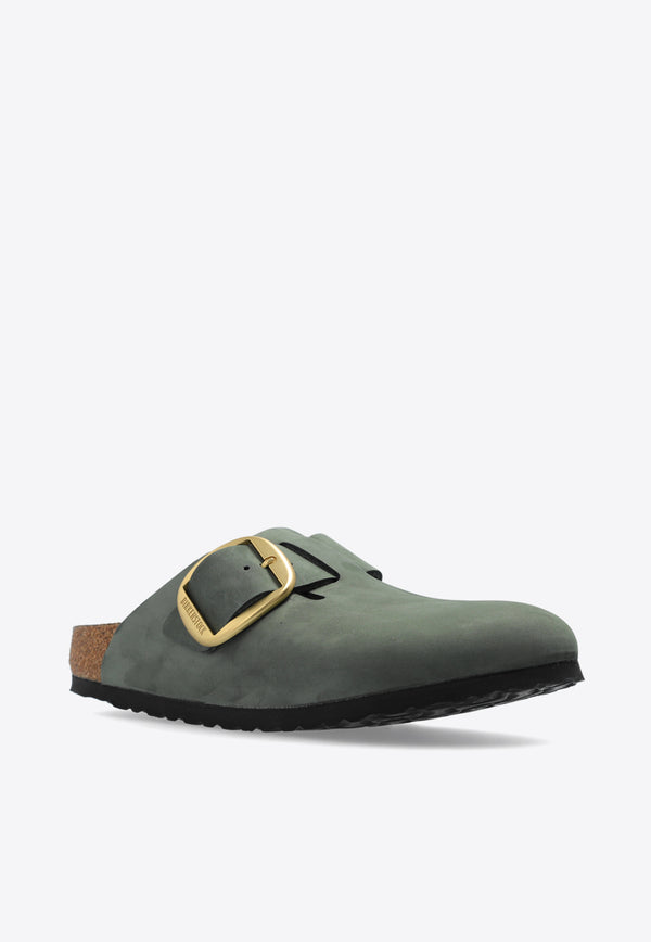 Birkenstock Boston Big Buckle Leather Clogs Green 1028033 0-THYME