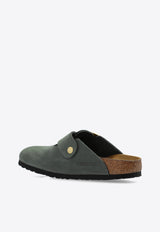 Birkenstock Boston Big Buckle Leather Clogs Green 1028033 0-THYME