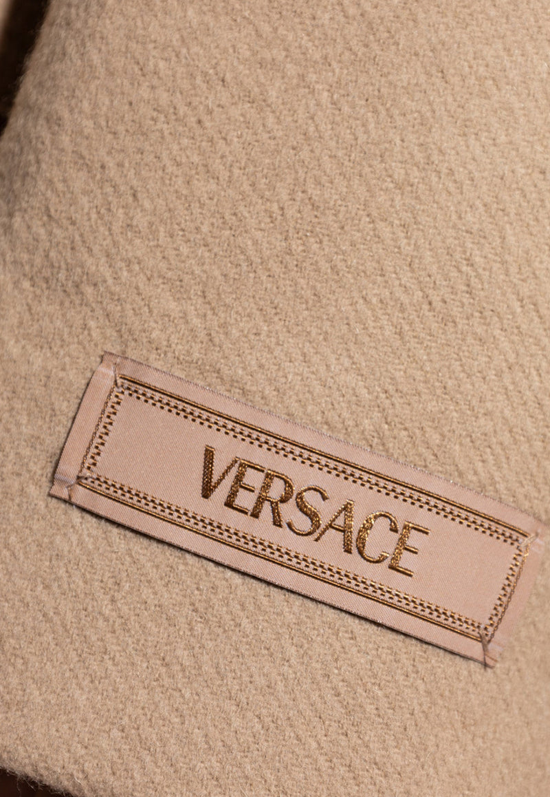 Versace Single-Breasted Wool Blend Coat Beige 1015822 1A11270-1KD60