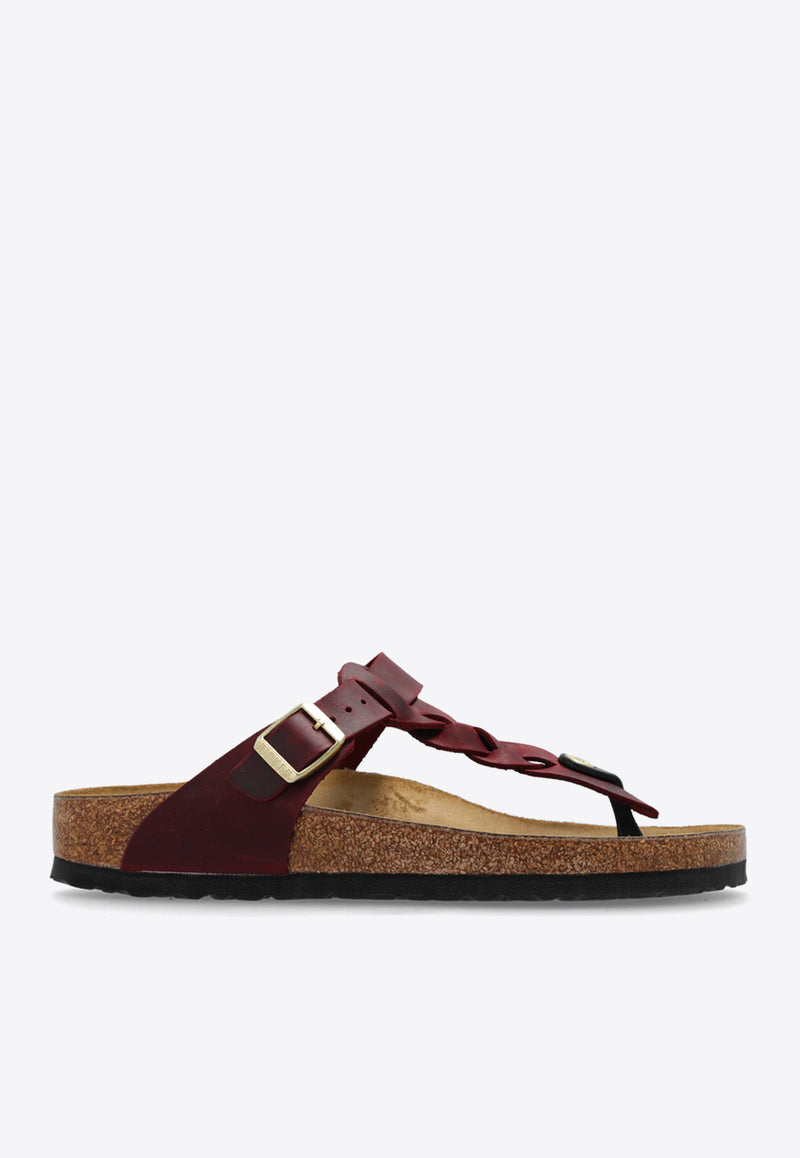 Birkenstock Gizeh Braided Leather Thong Sandals Bordeaux 1027930 0-ZINFANDEL