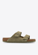 Birkenstock Arizona Two-Strap Suede Slides Green 1019045 0-FADED KHAKI