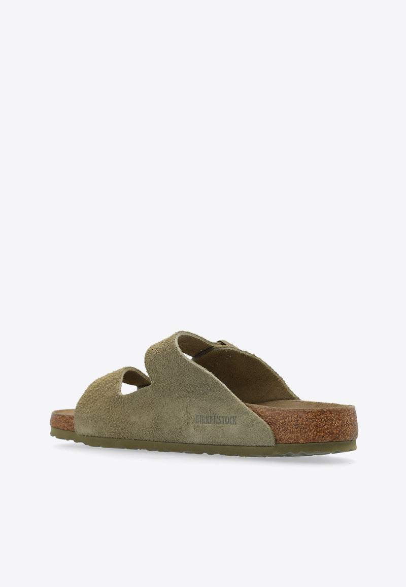 Birkenstock Arizona Two-Strap Suede Slides Green 1019045 0-FADED KHAKI