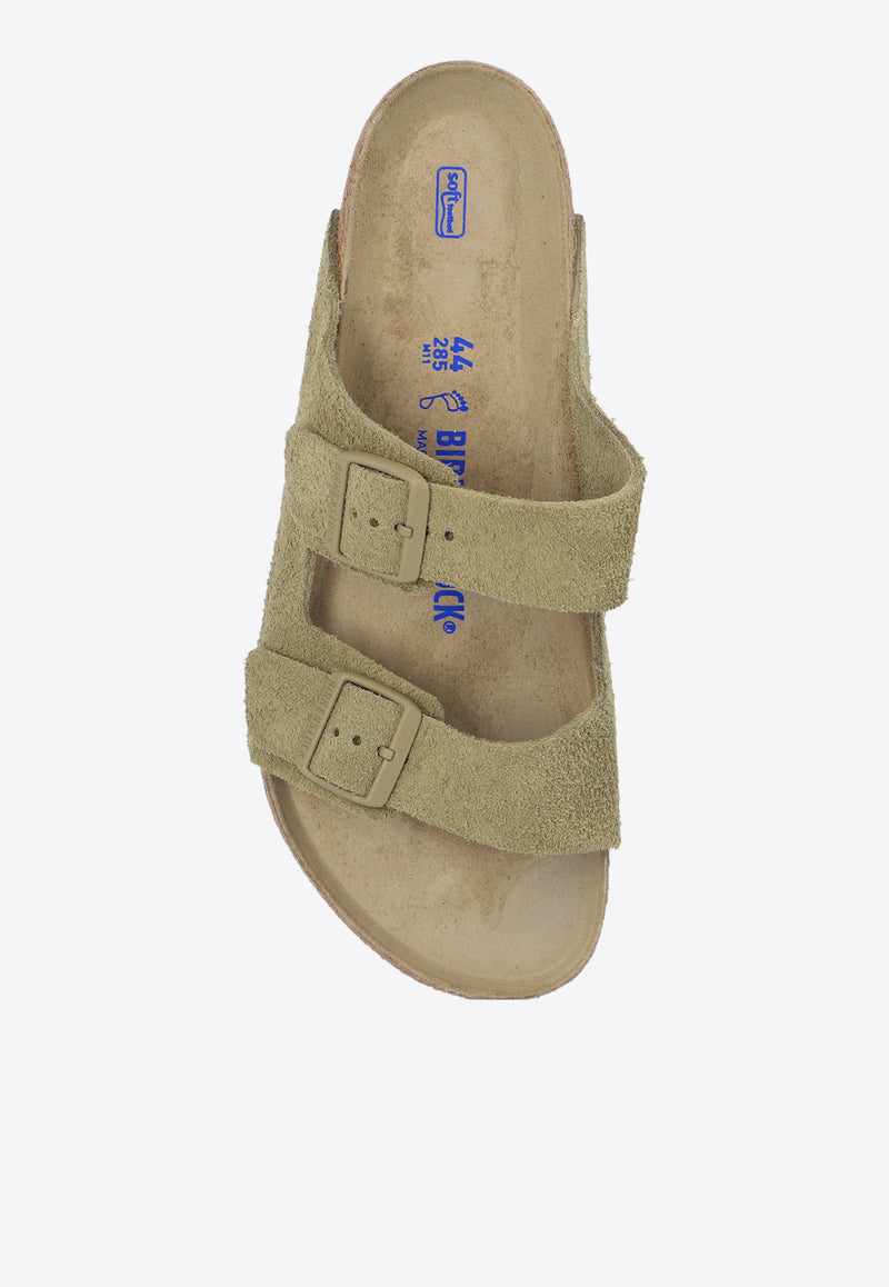 Birkenstock Arizona Two-Strap Suede Slides Green 1019045 0-FADED KHAKI