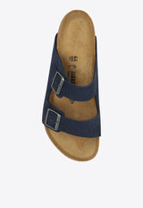 Birkenstock Arizona Two-Strap Grained-Leather Slides Blue 1028095 0-DESERT BUCK MIDNIGHT