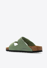 Birkenstock Arizona Two-Strap Suede Slides Green 1027962 0-GREEN TEA