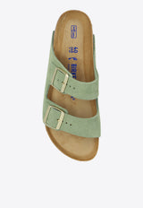 Birkenstock Arizona Two-Strap Suede Slides Green 1027962 0-GREEN TEA