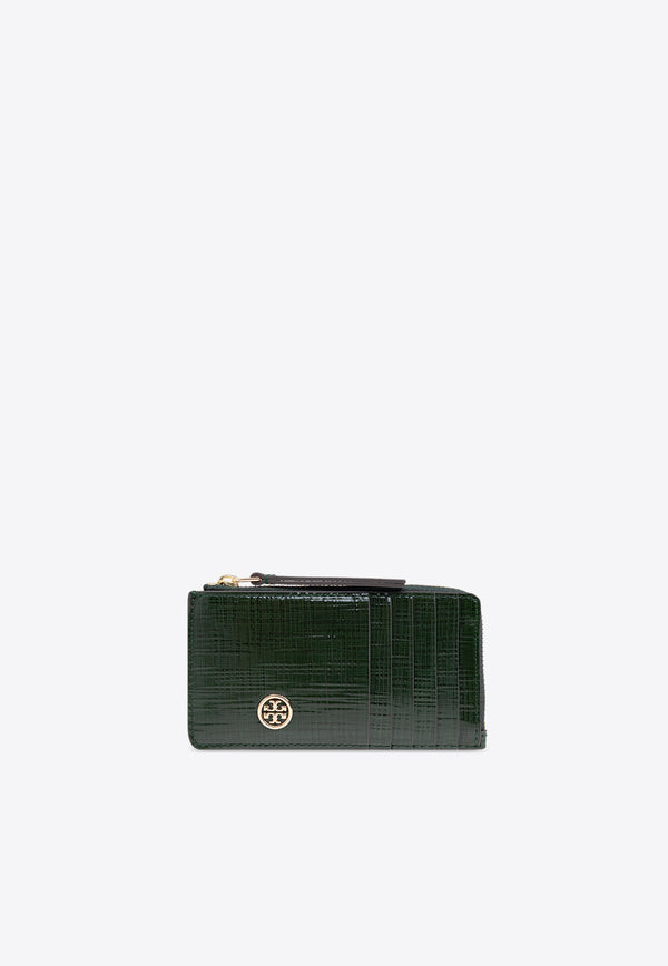 Tory Burch Robinson Crosshatched Zip Cardholder Green 158691 0-300