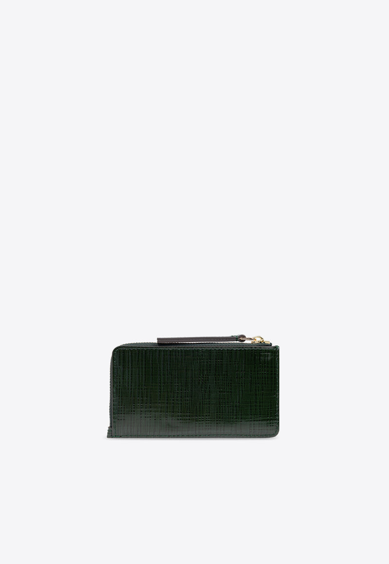 Tory Burch Robinson Crosshatched Zip Cardholder Green 158691 0-300