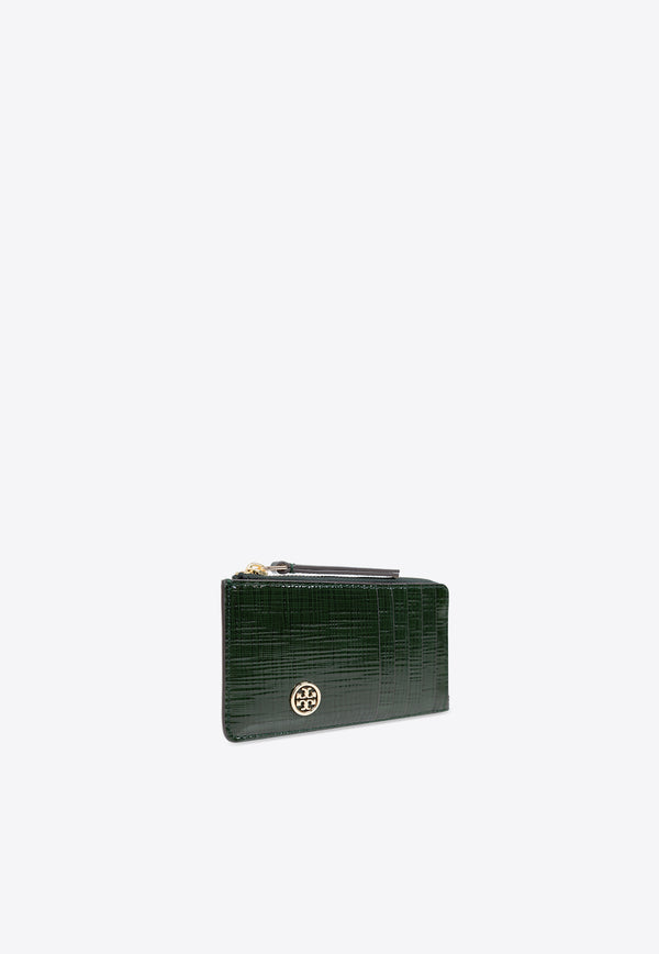 Tory Burch Robinson Crosshatched Zip Cardholder Green 158691 0-300