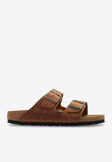 Birkenstock Arizona Two-Strap Leather Slides Brown 1028272 0-COGNAC