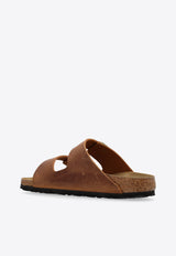 Birkenstock Arizona Two-Strap Leather Slides Brown 1028272 0-COGNAC