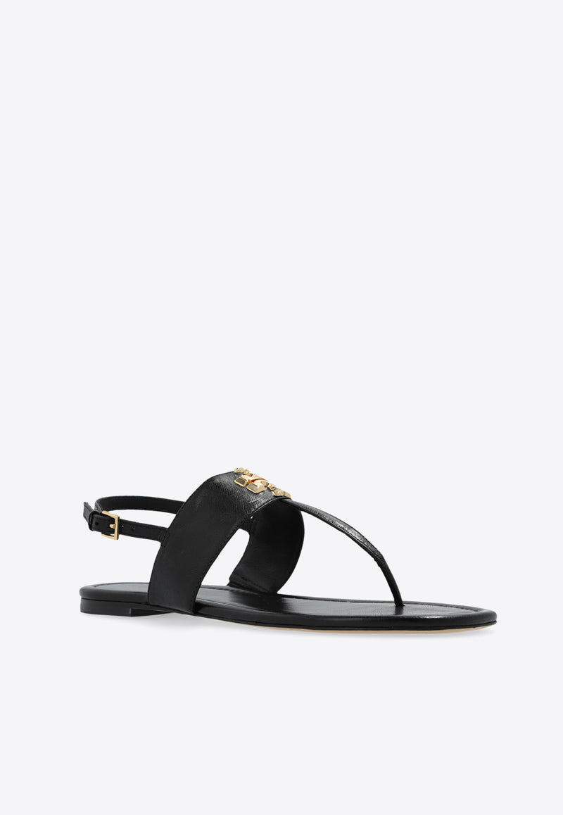 Tory Burch Eleanor T-strap Leather Flat Sandals Black 157967 0-006