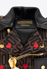 Moschino Logo Monogram Biker Crossbody Bag Brown 2426M A7437 8269-4103