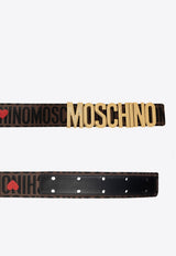 Moschino Logo Lettering Leather Belt Brown 2426M A8009 8269-3103