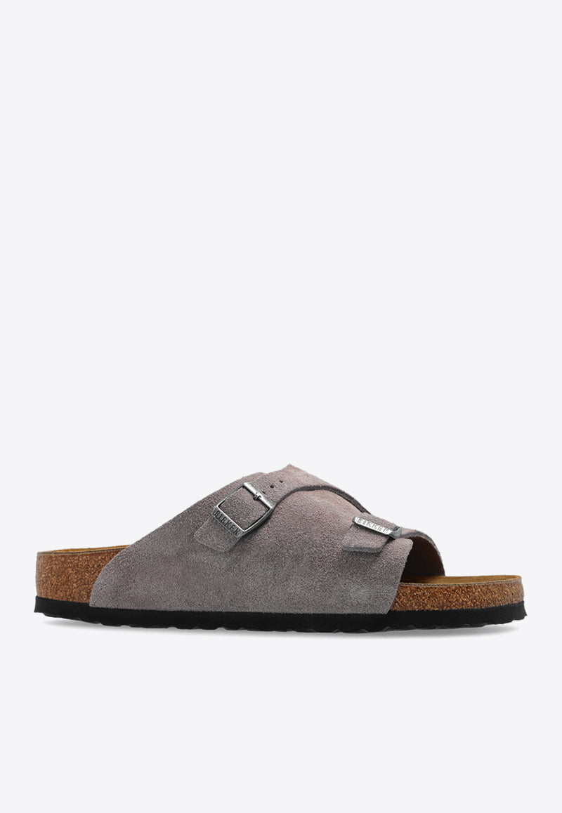 Birkenstock Zurich Double-Strap Suede Slides  Gray 1028324 0-FADED PURPLE