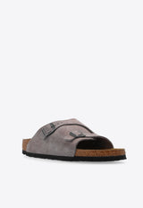 Birkenstock Zurich Double-Strap Suede Slides  Gray 1028324 0-FADED PURPLE