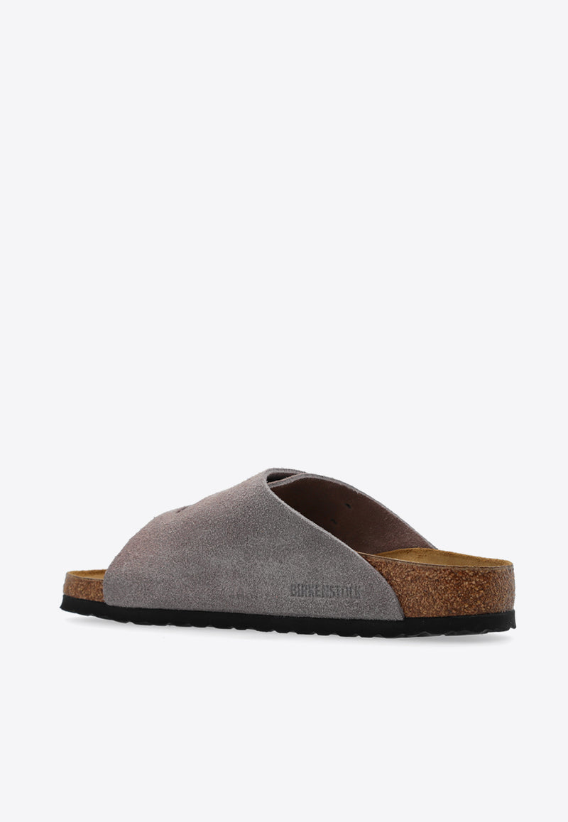 Birkenstock Zurich Double-Strap Suede Slides  Gray 1028324 0-FADED PURPLE