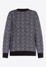 Moschino Herringbone Crewneck Sweater Gray 242E A0915 5505-1555