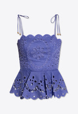 Zimmermann Pop Embroidered Peplum Top Blue 1170TSS244 0-BLU