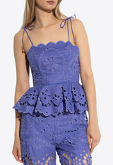 Zimmermann Pop Embroidered Peplum Top Blue 1170TSS244 0-BLU