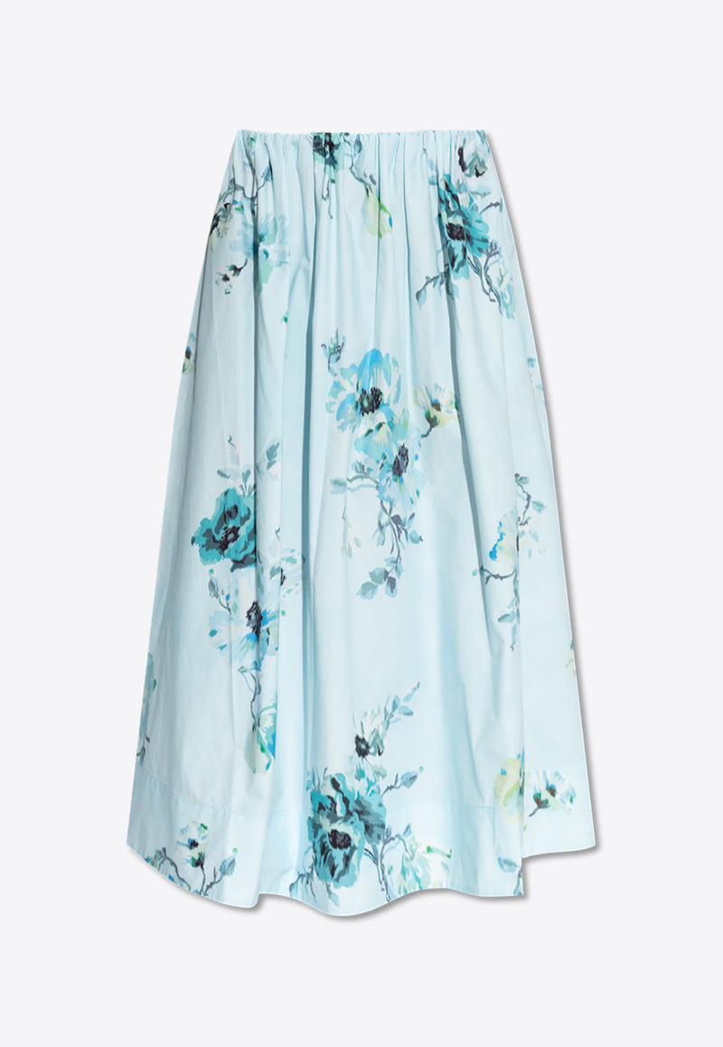 Zimmermann Lightburst Floral Midi Skirt Light Blue 1254SSS246 0-AQF