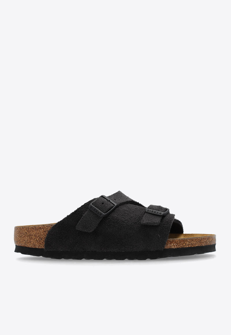 Birkenstock Zürich Double-Buckle Suede Slides Gray 1028586 0-VELVET GREY