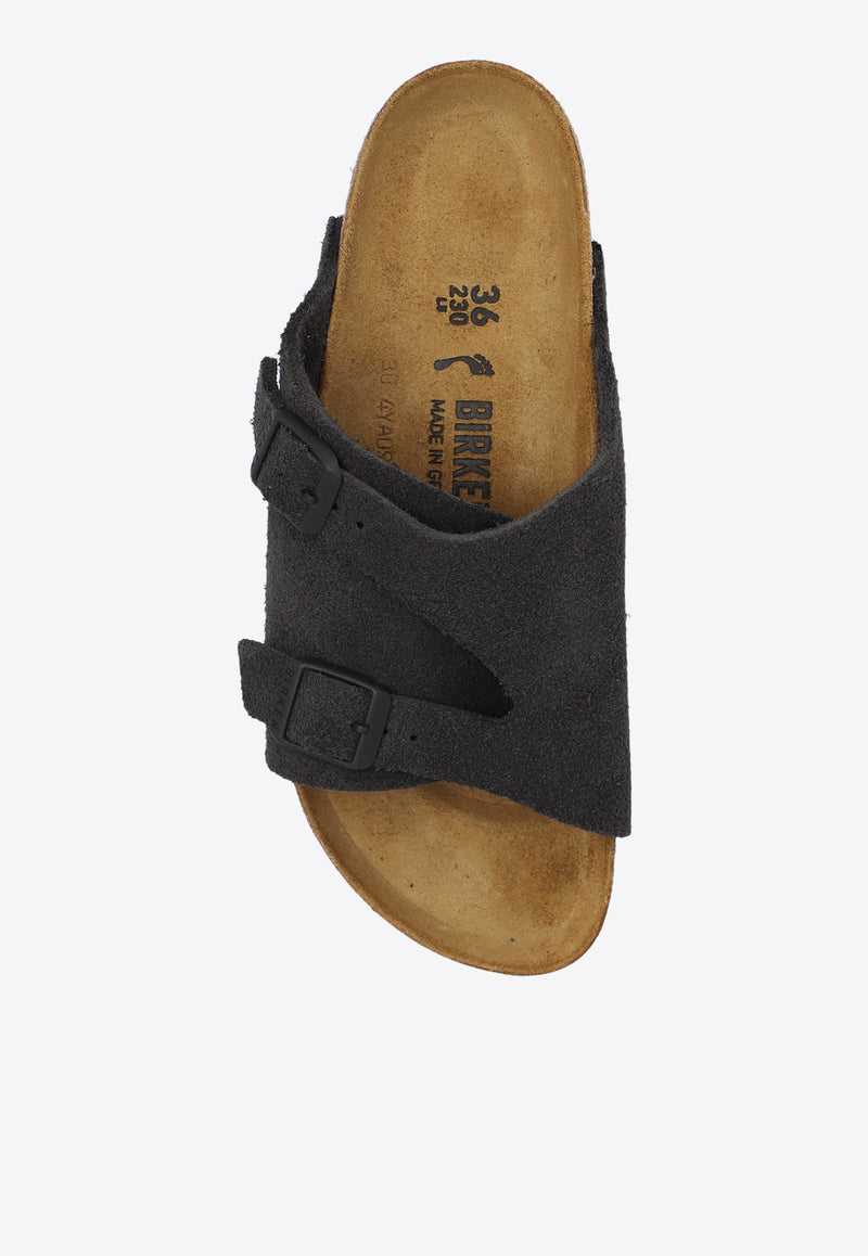 Birkenstock Zürich Double-Buckle Suede Slides Gray 1028586 0-VELVET GREY