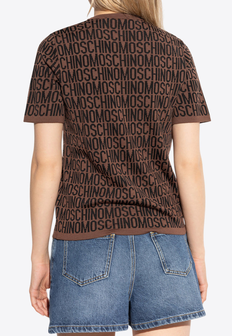 Moschino Monogram Jacquard Knit Top Brown 242EM A0903 7700-1103