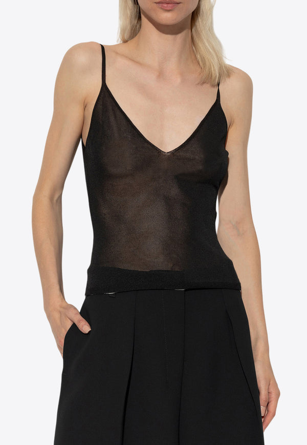 Jacquemus La Spallina Sheer Sleeveless Top Black 243KN514 2357-990