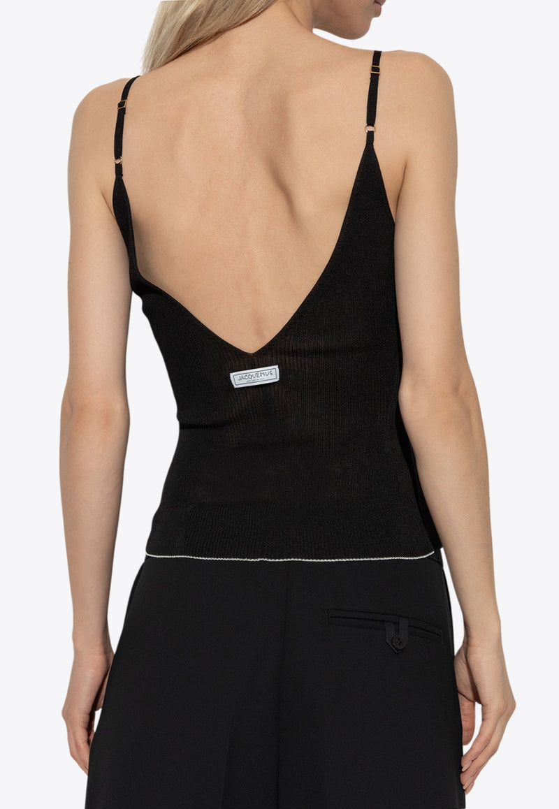 Jacquemus La Spallina Sheer Sleeveless Top Black 243KN514 2357-990