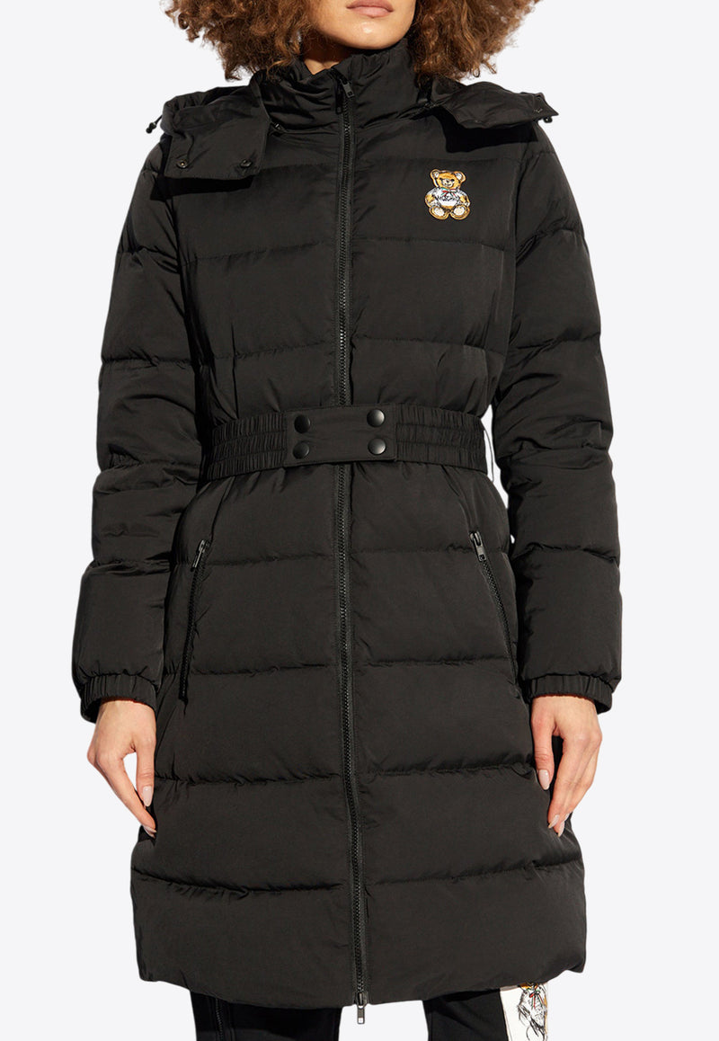 Moschino Bear Patch Quilted Parka Black 242E A0612 5516-0555