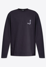 Jacquemus Le Merù Embroidered Long-Sleeved T-shirt Blue 246JS152 2125-390