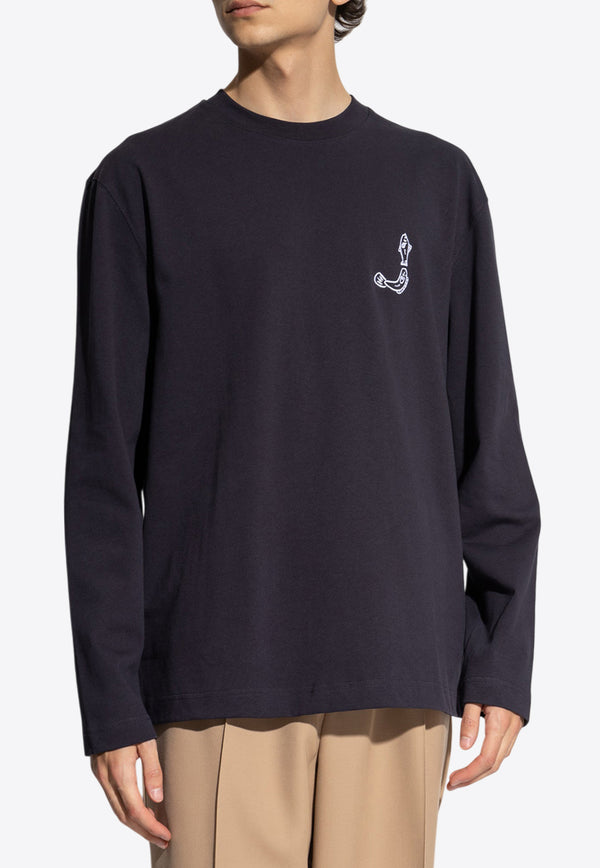 Jacquemus Le Merù Embroidered Long-Sleeved T-shirt Blue 246JS152 2125-390