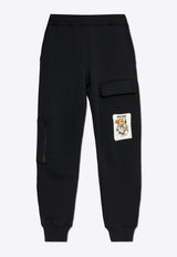 Moschino Drawn Teddy Bear Patch Track Pants Black 242E V0309 5528-1555