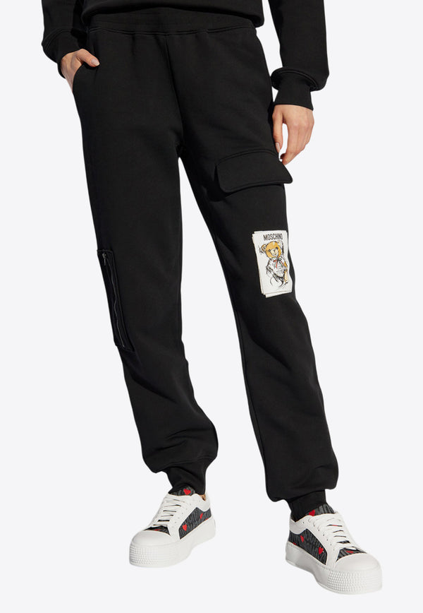 Moschino Drawn Teddy Bear Patch Track Pants Black 242E V0309 5528-1555