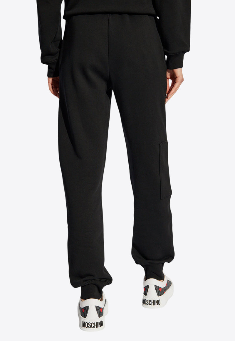 Moschino Drawn Teddy Bear Patch Track Pants Black 242E V0309 5528-1555