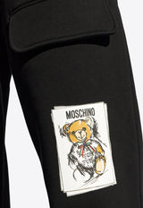 Moschino Drawn Teddy Bear Patch Track Pants Black 242E V0309 5528-1555