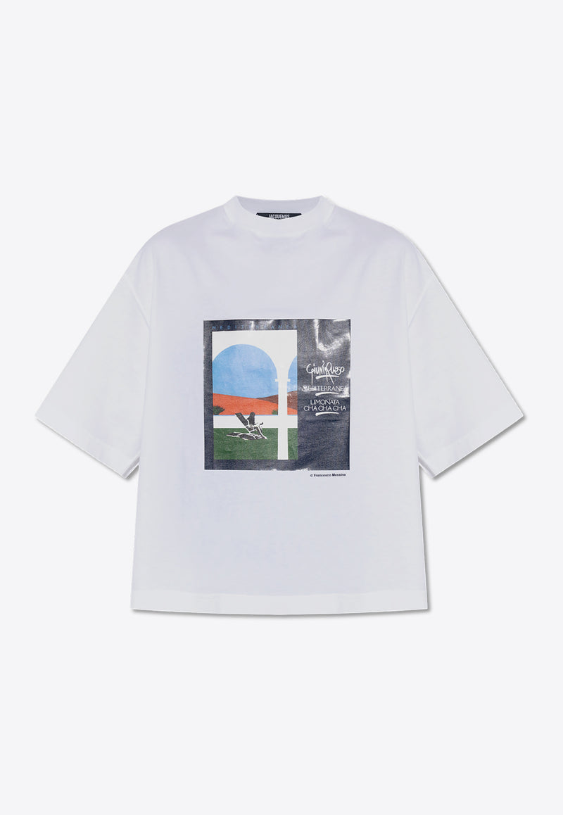 Jacquemus Le Scesa Printed Crewneck T-shirt White 246JS275 2453-3FI