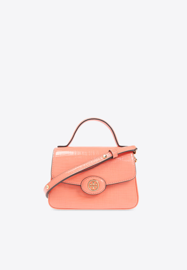 Tory Burch Small Robinson Crosshatched Leather Top Handle Bag Coral 158510 0-650