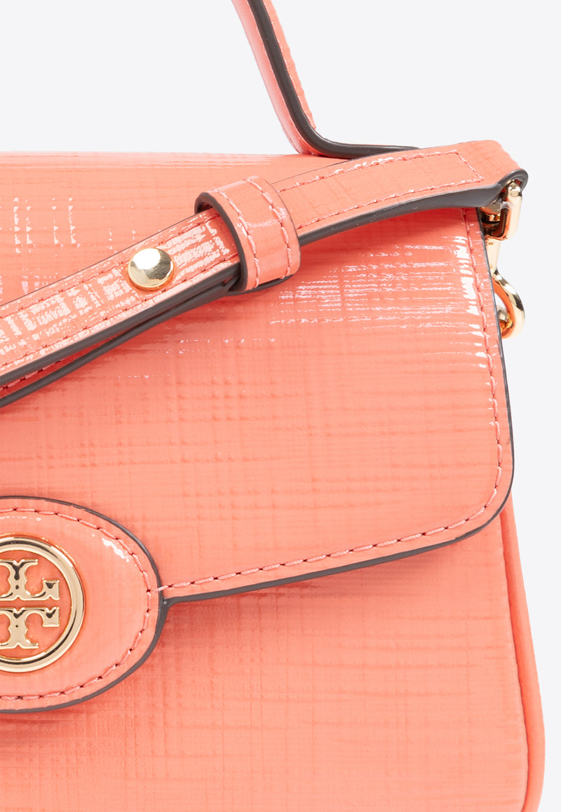 Tory Burch Small Robinson Crosshatched Leather Top Handle Bag Coral 158510 0-650