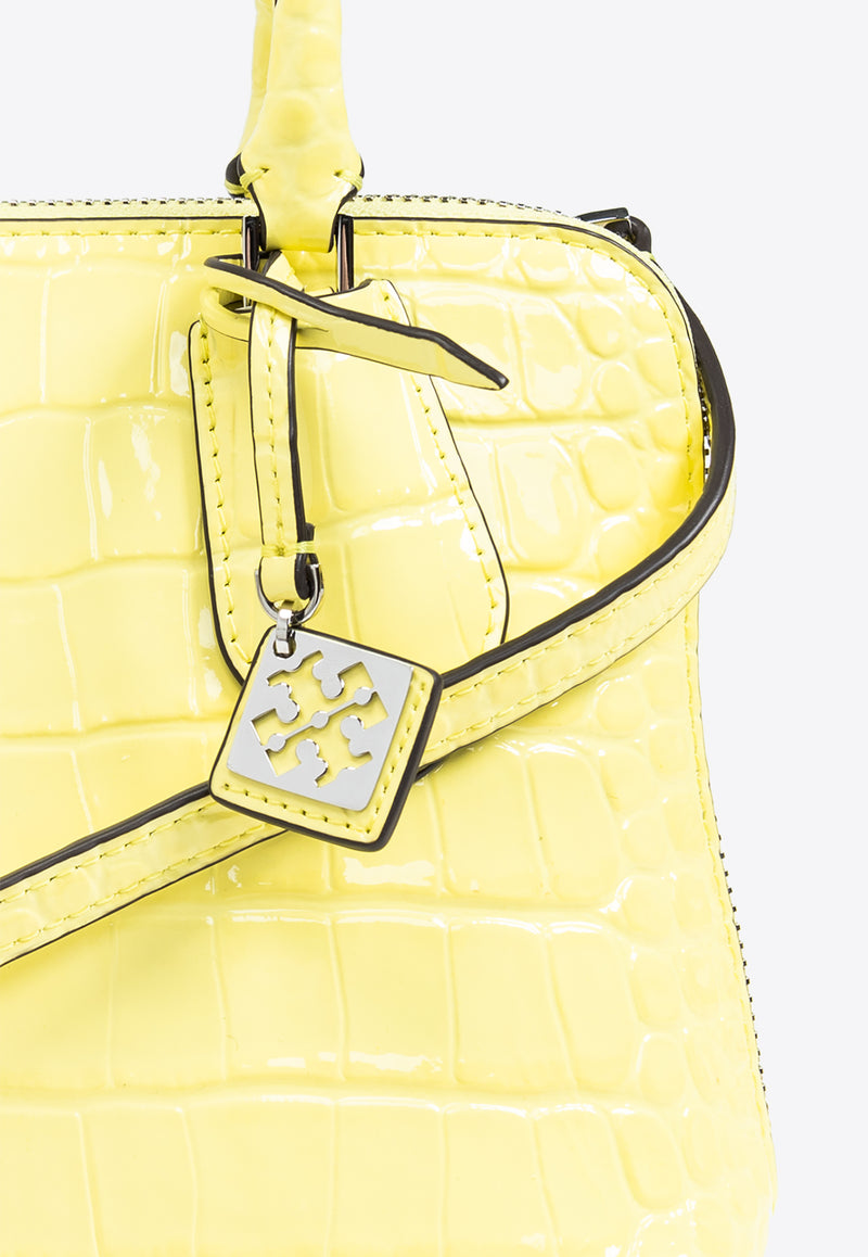 Tory Burch Mini Swing Top Handle Bag in Croc-Embossed Leather Yellow 158437 0-700