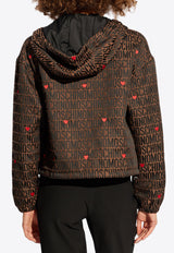 Moschino Monogram Jacquard Zip-Up Cropped Jacket Brown 242EM A0609 7715-2103